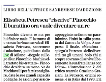 Rassegna stampa Begole sull'ego di un Pinocchio - La Stampa 30 11 21