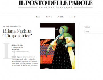 Rassegna stampa L'imperatrice - Il posto delle parole 11.07.21