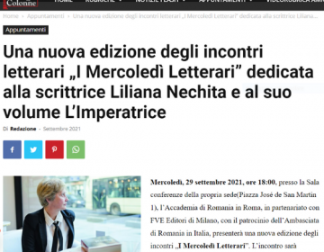 Rassegna stampa L’imperatrice – Oltre le Colonne 21 09 21