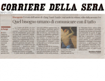 Rassegna stampa Tattilismo (articolo) - Corriere della Sera - 08.01.21